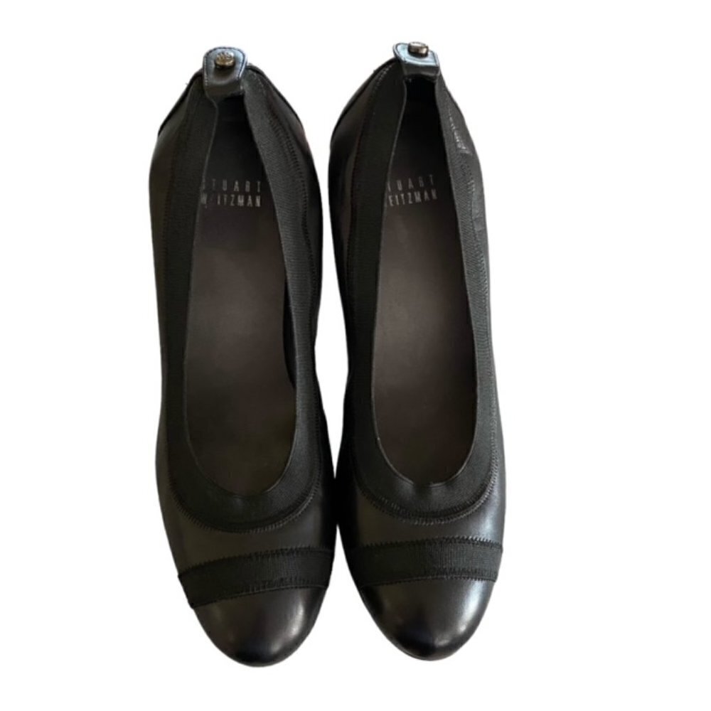 Stuart Weitzman Easily Elastic Black Leather Heel… - image 3